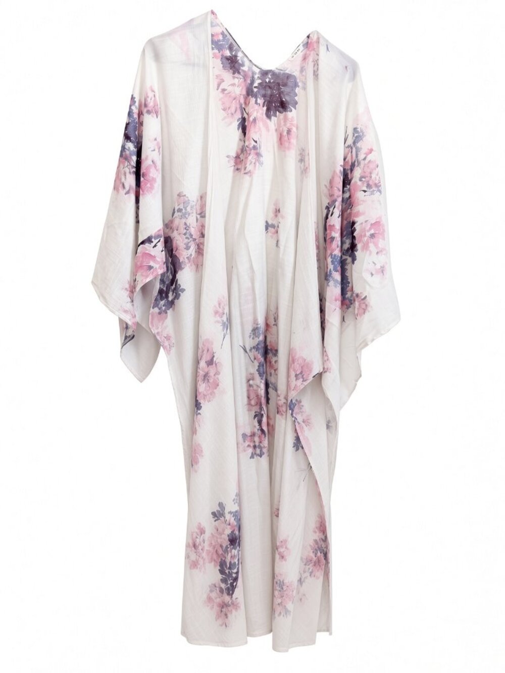 En Creme Floral Kimono Cover Up M Beach Duster Sheer Robe